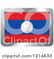 Clipart Of A Laos Flag And Silver Frame Icon Royalty Free Vector Illustration
