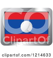 Poster, Art Print Of Laos Flag And Silver Frame Icon