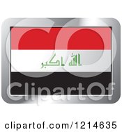 Clipart Of An Iraq Flag And Silver Frame Icon Royalty Free Vector Illustration