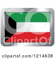 Clipart Of A Kuwait Flag And Silver Frame Icon Royalty Free Vector Illustration