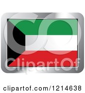 Poster, Art Print Of Kuwait Flag And Silver Frame Icon