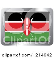 Clipart Of A Kenya Flag And Silver Frame Icon Royalty Free Vector Illustration