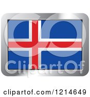 Clipart Of An Iceland Flag And Silver Frame Icon Royalty Free Vector Illustration