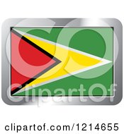 Clipart Of A Guyana Flag And Silver Frame Icon Royalty Free Vector Illustration
