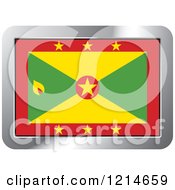 Clipart Of A Grenada Flag And Silver Frame Icon Royalty Free Vector Illustration