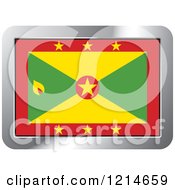 Poster, Art Print Of Grenada Flag And Silver Frame Icon