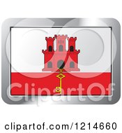 Clipart Of A Gibraltar Flag And Silver Frame Icon Royalty Free Vector Illustration