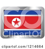 Clipart Of A North Korea Flag And Silver Frame Icon Royalty Free Vector Illustration by Lal Perera