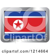 Poster, Art Print Of North Korea Flag And Silver Frame Icon