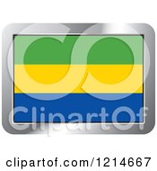 Poster, Art Print Of Gabon Flag And Silver Frame Icon