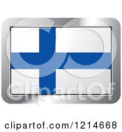 Clipart Of A Finland Flag And Silver Frame Icon Royalty Free Vector Illustration