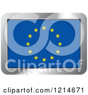 Clipart Of An European Flag And Silver Frame Icon Royalty Free Vector Illustration