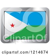 Clipart Of A Dijbouti Flag And Silver Frame Icon Royalty Free Vector Illustration