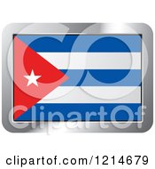 Clipart Of A Cuba Flag And Silver Frame Icon Royalty Free Vector Illustration