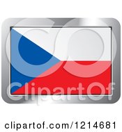 Poster, Art Print Of Czech Republic Flag And Silver Frame Icon