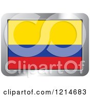 Clipart Of A Colombia Flag And Silver Frame Icon Royalty Free Vector Illustration