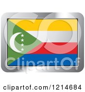 Poster, Art Print Of Comoros Flag And Silver Frame Icon