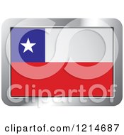 Clipart Of A Chile Flag And Silver Frame Icon Royalty Free Vector Illustration