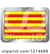 Clipart Of A Catalonia Flag And Silver Frame Icon Royalty Free Vector Illustration