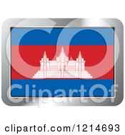 Clipart Of A Cambodia Flag And Silver Frame Icon Royalty Free Vector Illustration