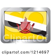 Poster, Art Print Of Brunei Flag And Silver Frame Icon