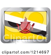 Clipart Of A Brunei Flag And Silver Frame Icon Royalty Free Vector Illustration