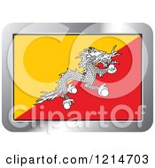 Clipart Of A Bhutan Flag And Silver Frame Icon Royalty Free Vector Illustration