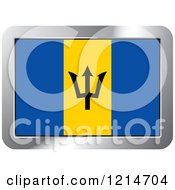 Clipart Of A Barbados Flag And Silver Frame Icon Royalty Free Vector Illustration