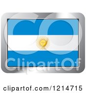 Clipart Of An Argentina Flag And Silver Frame Icon Royalty Free Vector Illustration