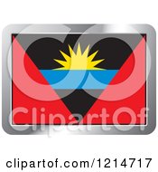 Clipart Of An Antigua Flag And Silver Frame Icon Royalty Free Vector Illustration