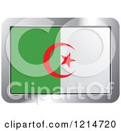 Clipart Of An Algeria Flag And Silver Frame Icon Royalty Free Vector Illustration