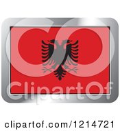 Clipart Of An Albania Flag And Silver Frame Icon Royalty Free Vector Illustration