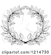 Clipart Of A Black And White Christmas Holly Wreath 2 Royalty Free Vector Illustration