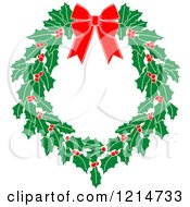 Clipart Of A Christmas Holly Wreath 3 Royalty Free Vector Illustration