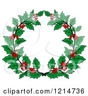Clipart Of A Christmas Holly Wreath 2 Royalty Free Vector Illustration