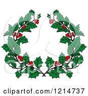 Clipart Of A Christmas Holly Wreath Royalty Free Vector Illustration