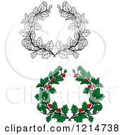 Poster, Art Print Of Christmas Holly Wreaths