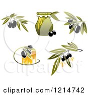 Poster, Art Print Of Black Olives Branches And Oil