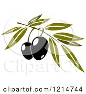 Poster, Art Print Of Black Olives With Leaves 2