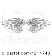 Clipart Of A Pair Of Black Feathered Wings 17 Royalty Free Vector Illustration