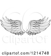 Clipart Of A Pair Of Black Feathered Wings 15 Royalty Free Vector Illustration