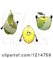 Clipart Of Pear Lemon And Green Apple Characters Royalty Free Vector Illustration