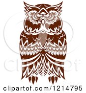Clipart Of A Chubby Brown Owl 4 Royalty Free Vector Illustration