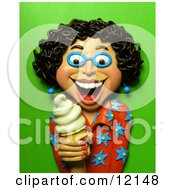 Clay Sculpture Clipart Happy Woman Holding A Vanilla Ice Cream Cone Royalty Free 3d Illustration by Amy Vangsgard #COLLC12148-0022