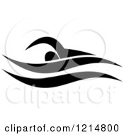 Clipart Of A Black And White Swimmer 3 Royalty Free Vector Illustration