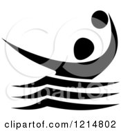 Clipart Of A Black And White Water Polo Player Royalty Free Vector Illustration
