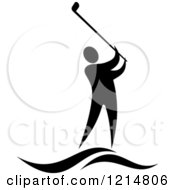 Clipart Of A Black And White Golfer Royalty Free Vector Illustration