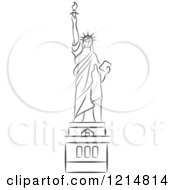 Clipart Of A Black And White Sketched Statue Of Liberty Royalty Free Vector Illustration