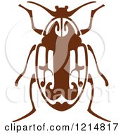Clipart Of A Brown Woodcut Beetle 3 Royalty Free Vector Illustration