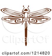 Poster, Art Print Of Brown Woodcut Dragonfly